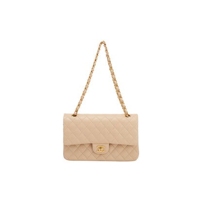 Chanel 2022 Beige Lambskin Classic Medium Double Flap Bag