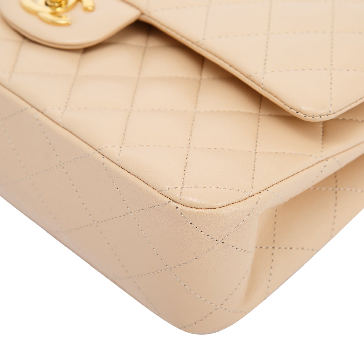 Chanel 2022 Beige Lambskin Classic Medium Double Flap Bag