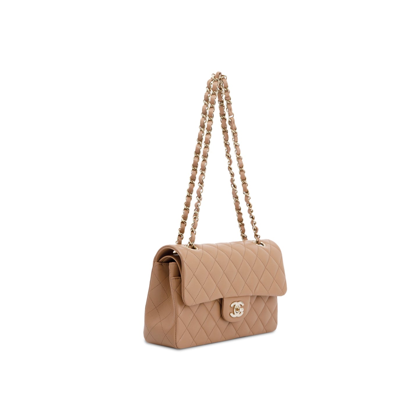 Chanel 2022 Beige Lambskin Small Classic Double Flap Bag