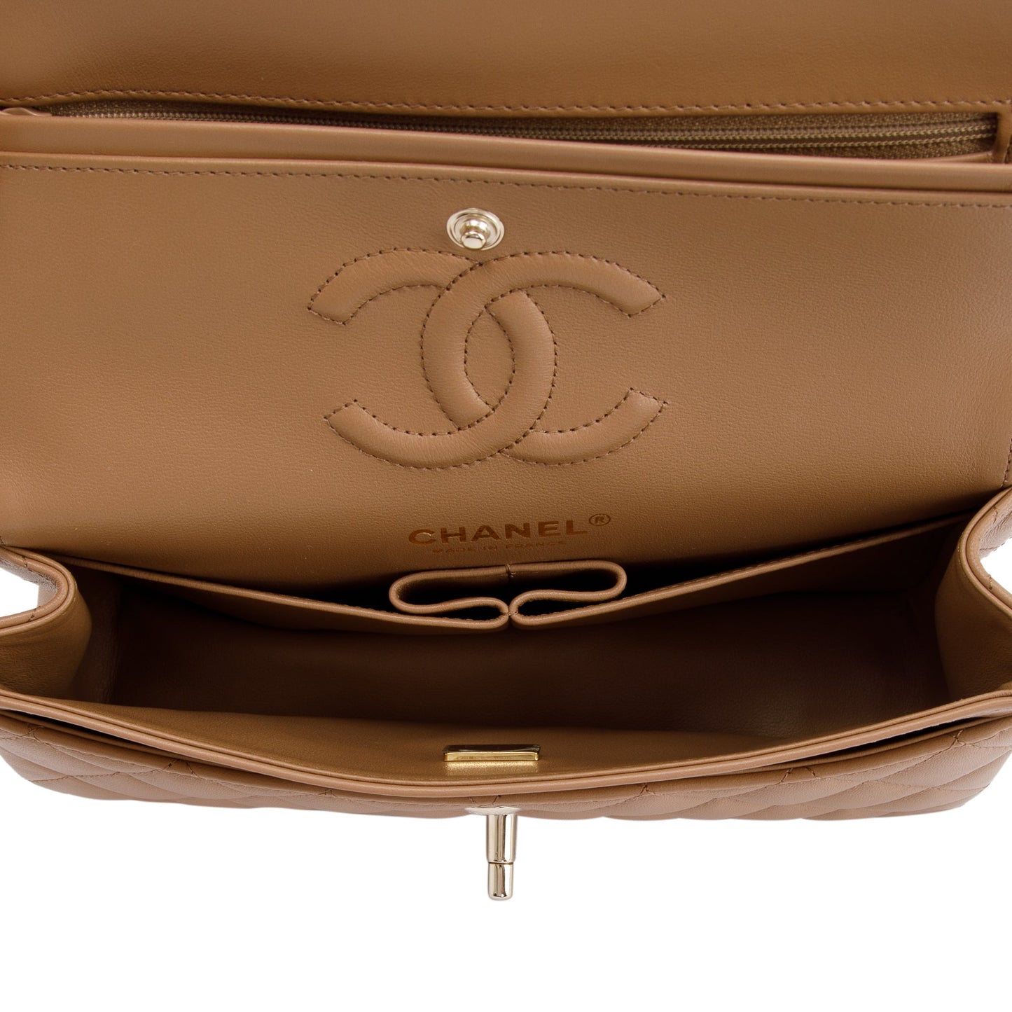 Chanel 2022 Beige Lambskin Small Classic Double Flap Bag