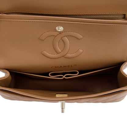 Chanel 2022 Beige Lambskin Small Classic Double Flap Bag