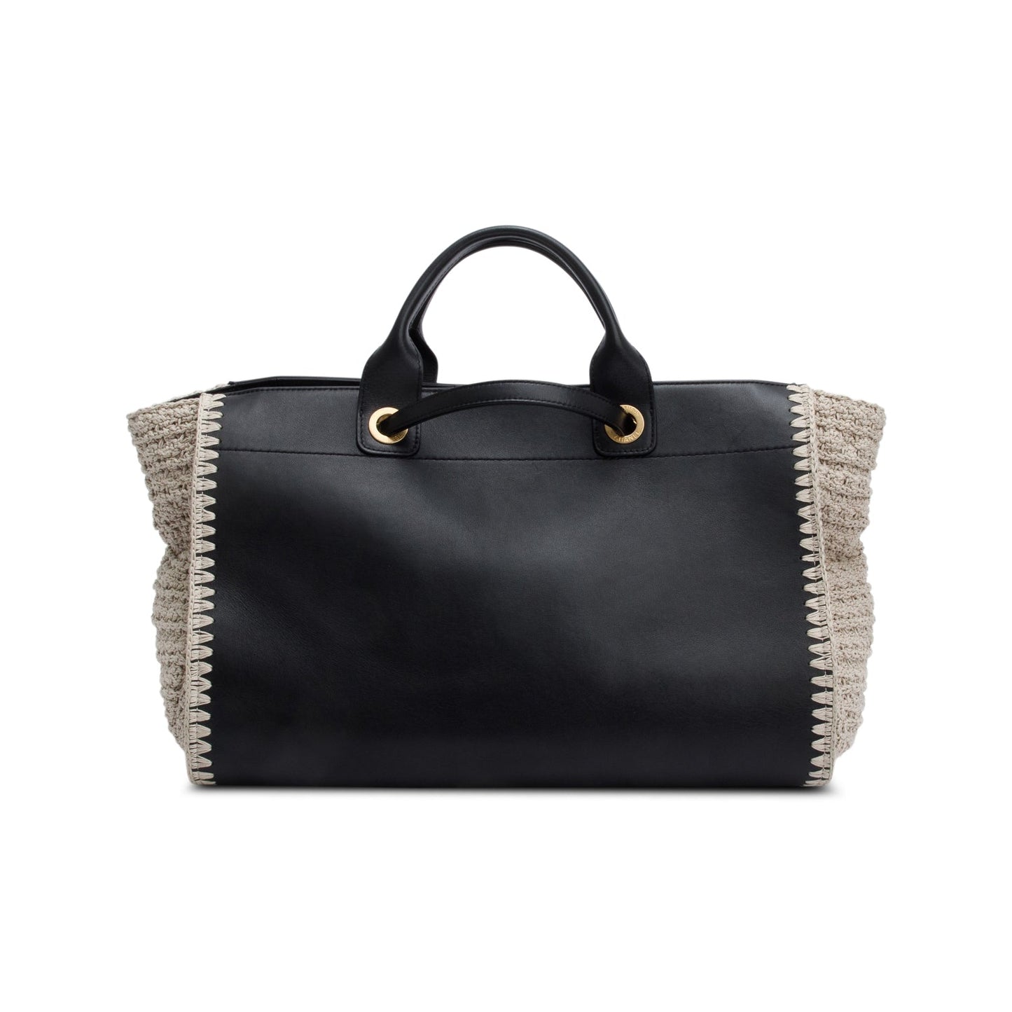 Chanel 2022 Black Calfskin Leather Grey Knit Medium Deauville Tote