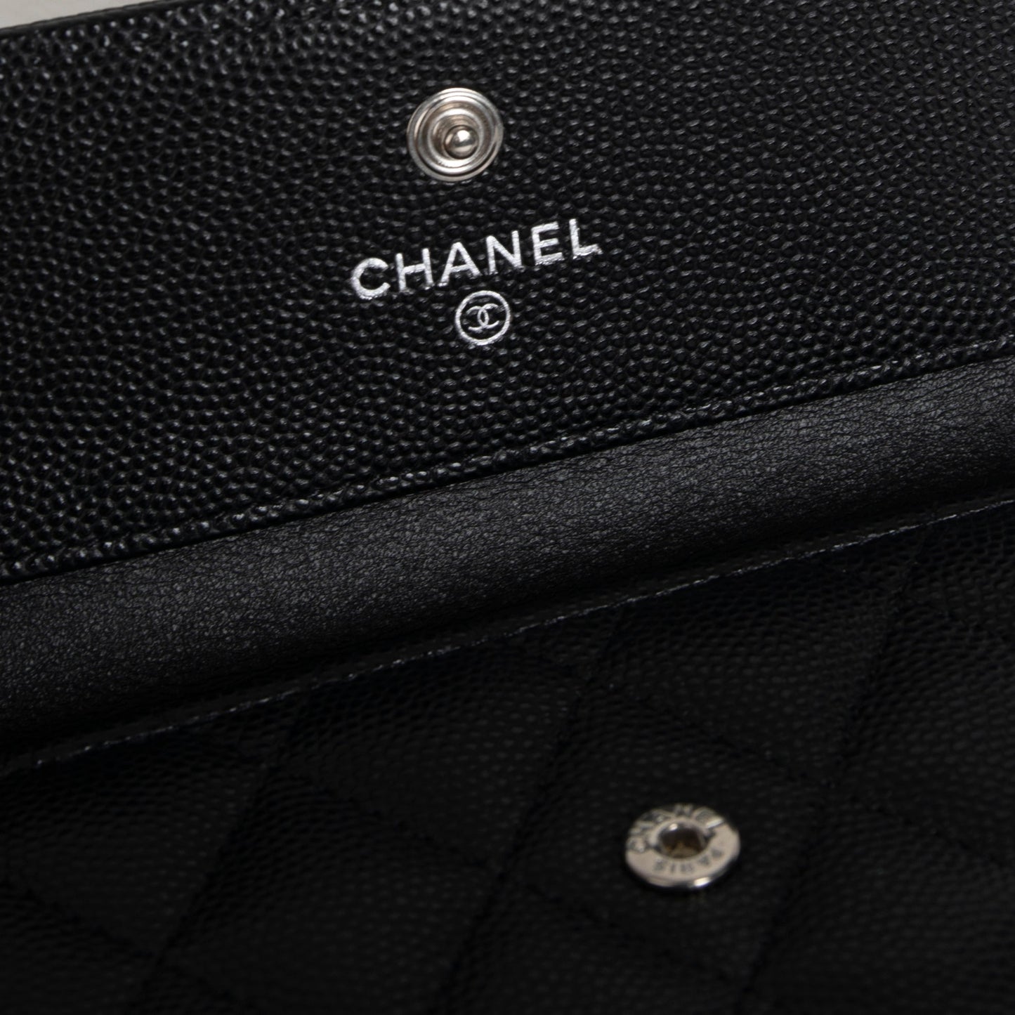 Chanel 2022 Black Caviar Boy Compact Wallet