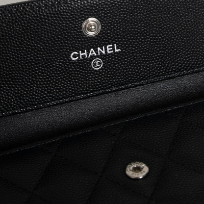 Chanel 2022 Black Caviar Boy Compact Wallet