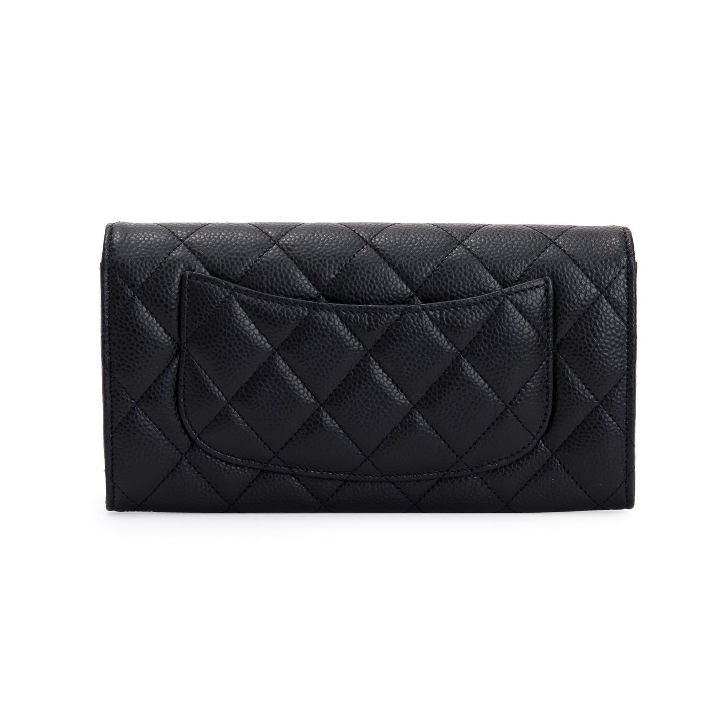 Chanel 2022 Black Caviar Classic Long Flap Wallet