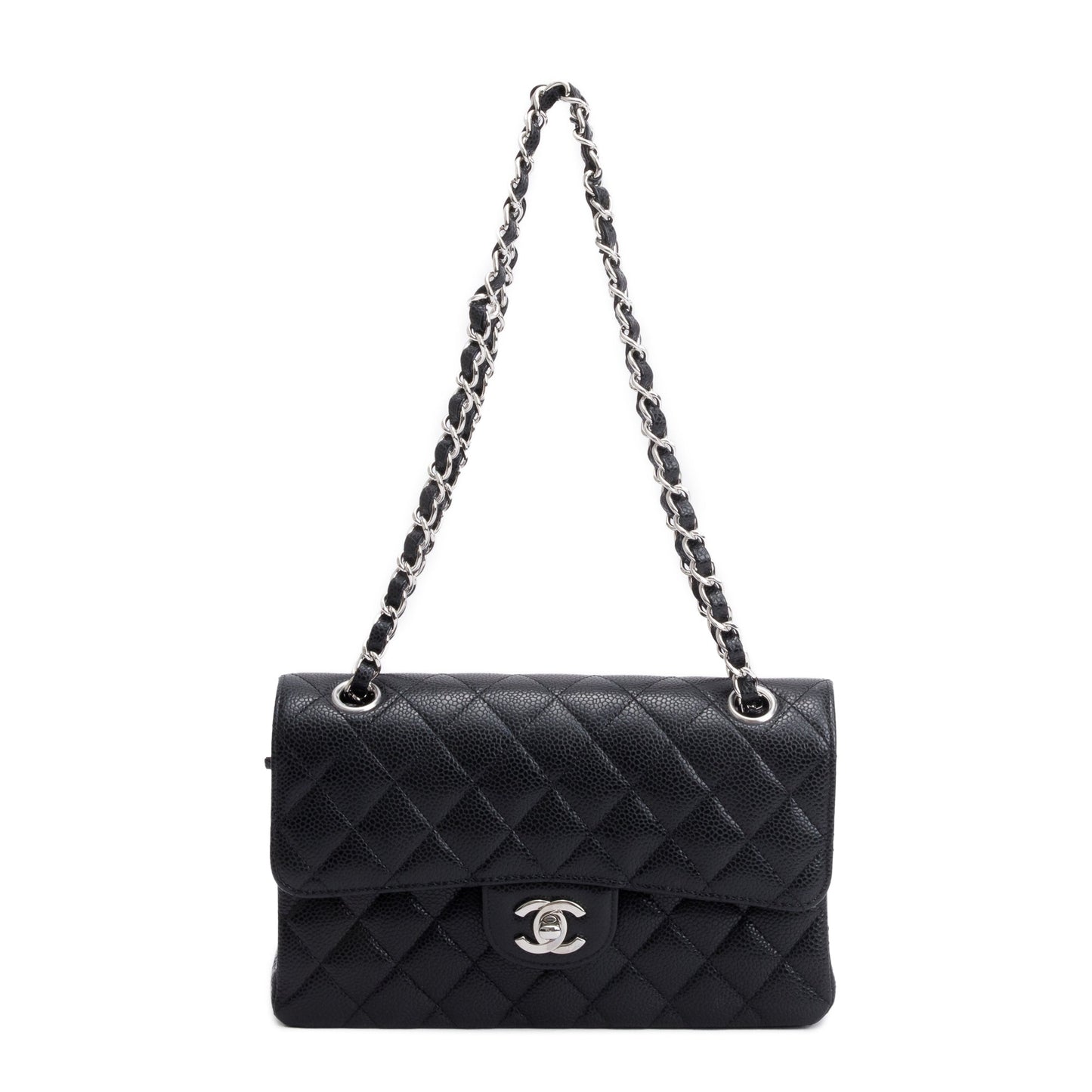Chanel 2022 Black Caviar Classic Small Double Flap Bag