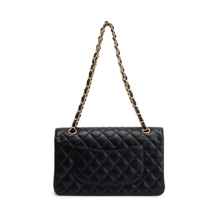 Chanel 2022 Black Caviar Leather Medium Classic Double Classic Flap Bag