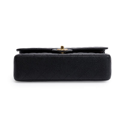 Chanel 2022 Black Caviar Leather Medium Classic Double Classic Flap Bag