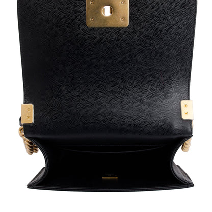 Chanel 2022 Black Caviar Leather Small Boy Bag