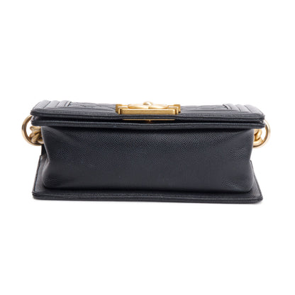 Chanel 2022 Black Caviar Leather Small Boy Bag
