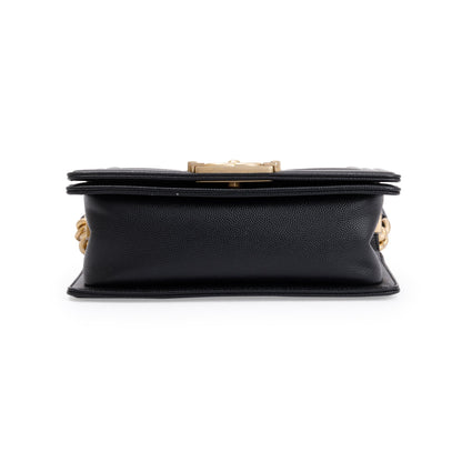 Chanel 2022 Black Caviar Leather Small Boy Bag
