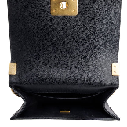 Chanel 2022 Black Caviar Leather Small Boy Bag