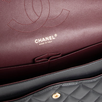 Chanel 2022 Black Lambskin Classic Jumbo Double Flap Bag