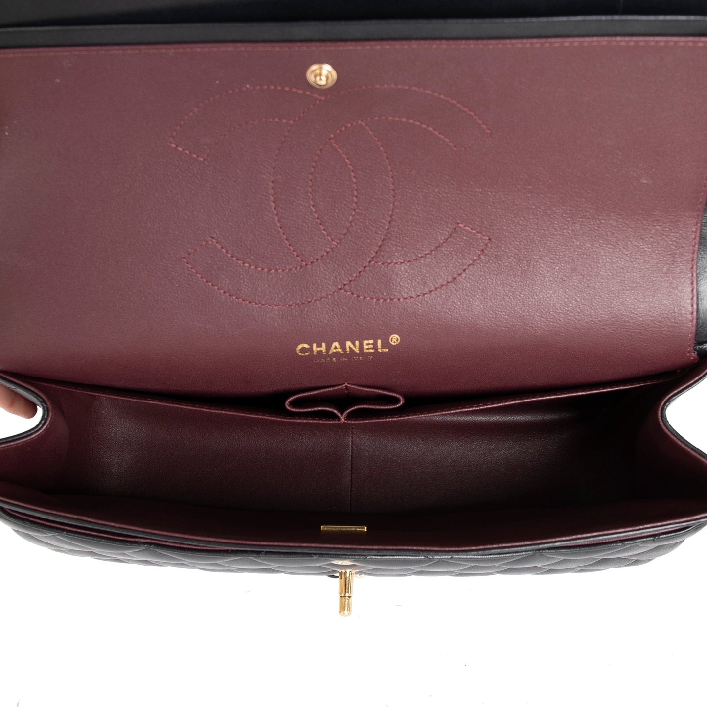 Chanel 2022 Black Lambskin Classic Jumbo Double Flap Bag