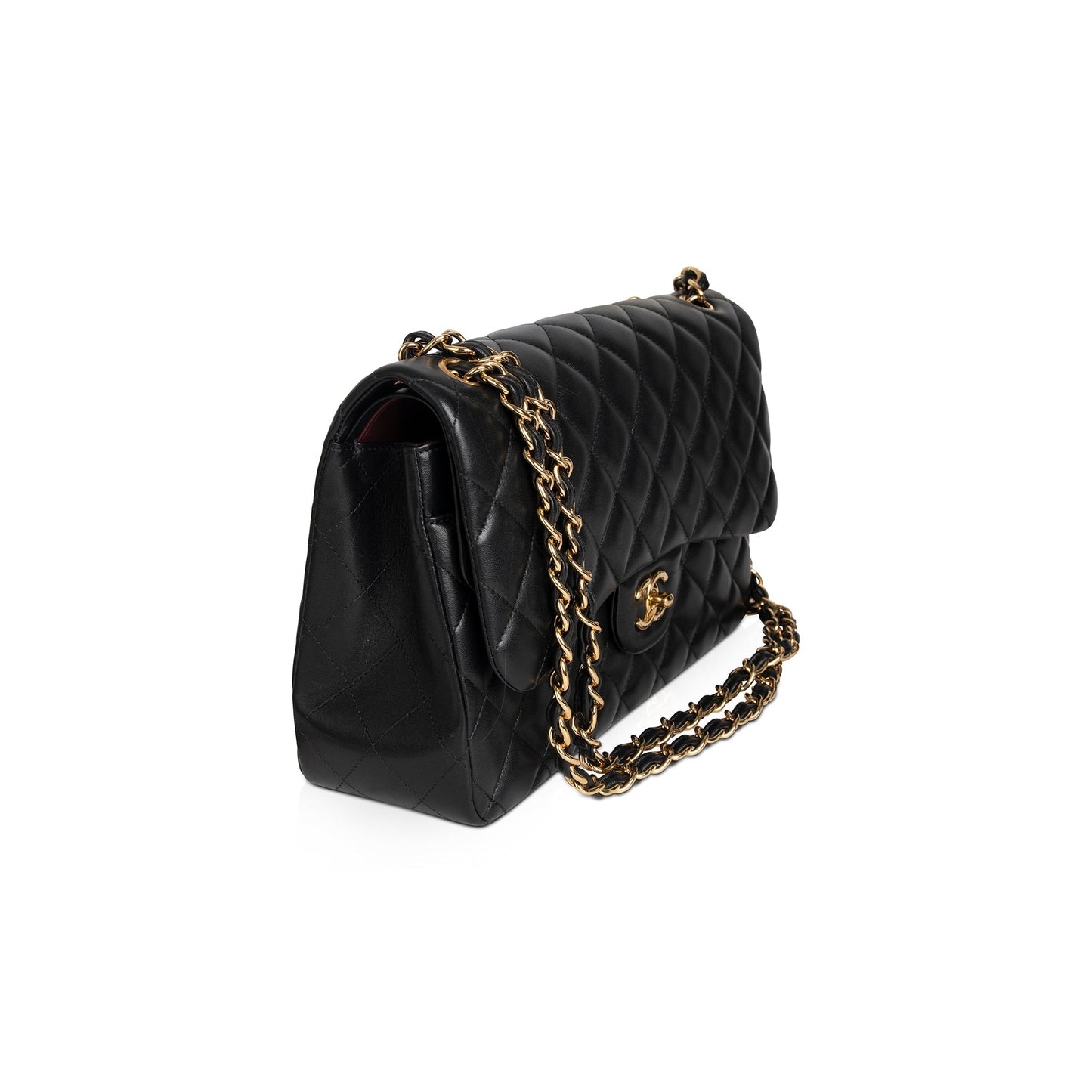 Chanel 2022 Black Lambskin Classic Jumbo Double Flap Bag