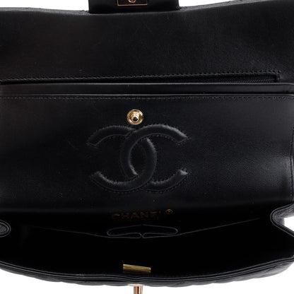 Chanel 2022 Black Lambskin Classic Small Double Flap Bag
