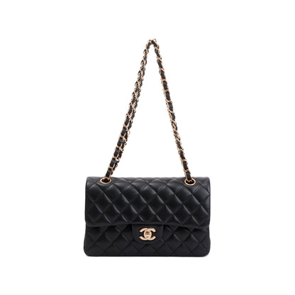 Chanel 2022 Black Lambskin Classic Small Double Flap Bag