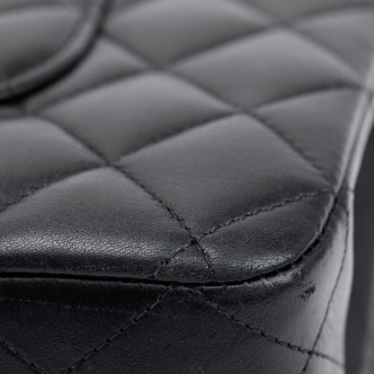 Chanel 2022 Black Lambskin Leather Classic Medium Double Flap Bag