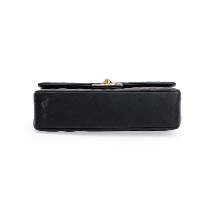 Chanel 2022 Black Lambskin Leather Classic Medium Double Flap Bag