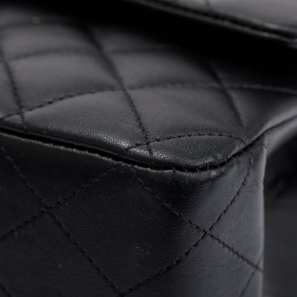 Chanel 2022 Black Lambskin Leather Classic Medium Double Flap Bag