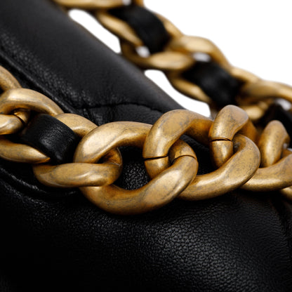 Chanel 2022 Black Lambskin Leather Medium 19 Flap Bag