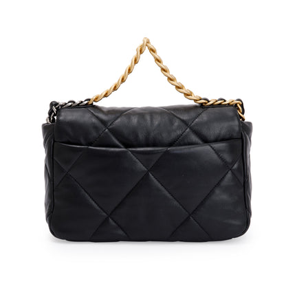 Chanel 2022 Black Lambskin Leather Medium 19 Flap Bag