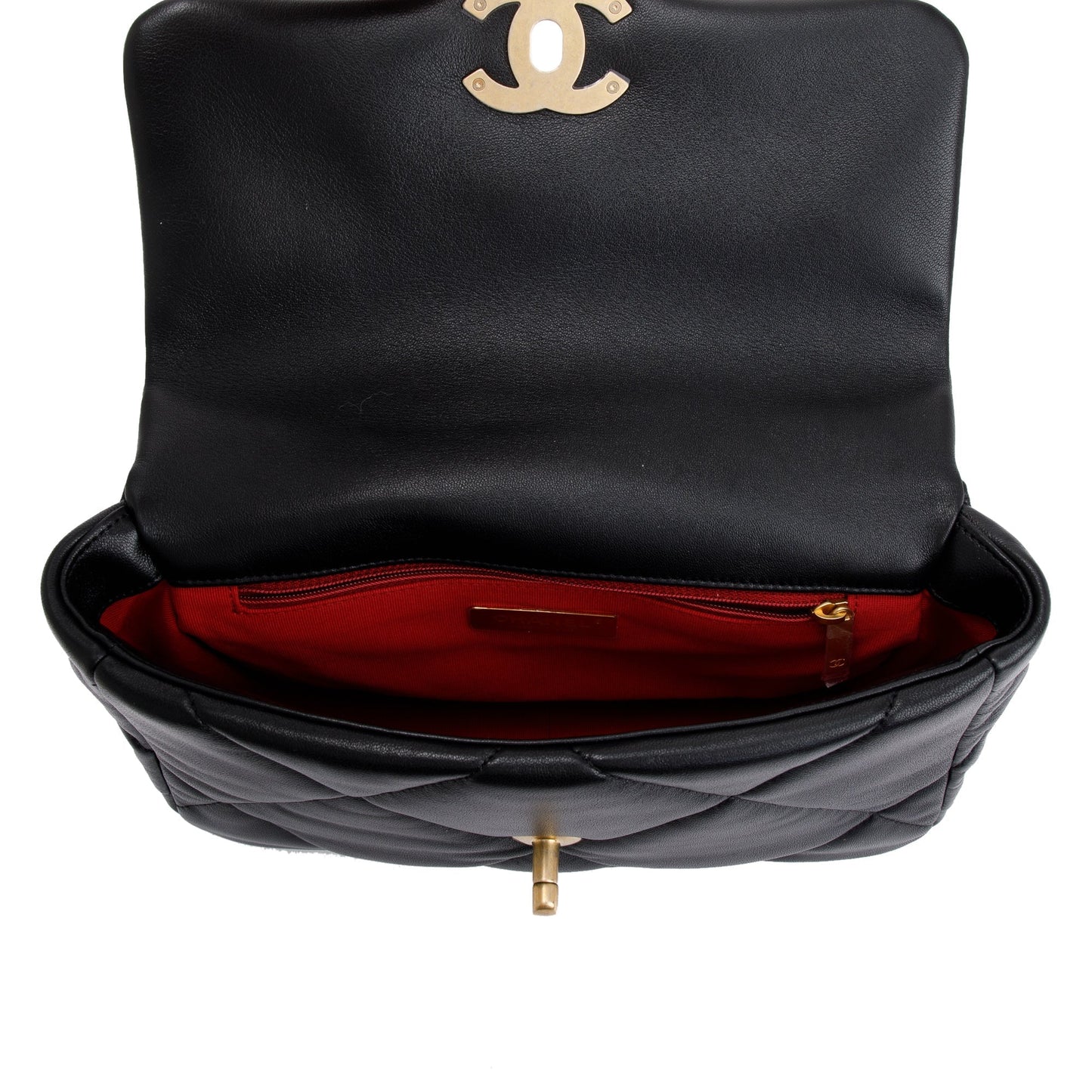 Chanel 2022 Black Lambskin Leather Medium 19 Flap Bag