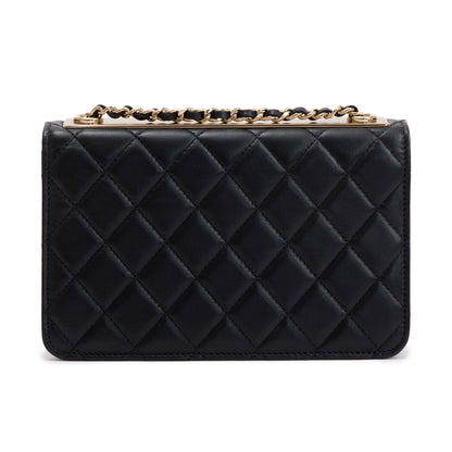 Chanel 2022 Black Lambskin Leather Trendy Wallet on Chain