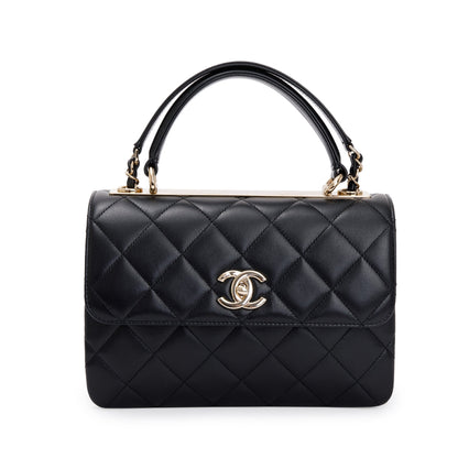 Chanel 2022 Black Lambskin Trendy CC Small Top Handle Flap Bag