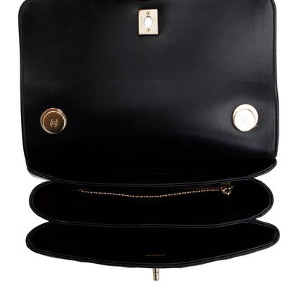 Chanel 2022 Black Lambskin Trendy CC Small Top Handle Flap Bag
