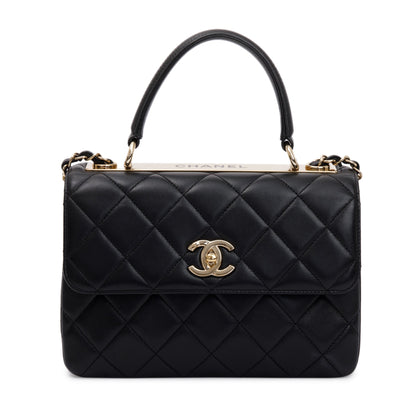 Chanel 2022 Black Lambskin Trendy CC Small Top Handle Flap Bag