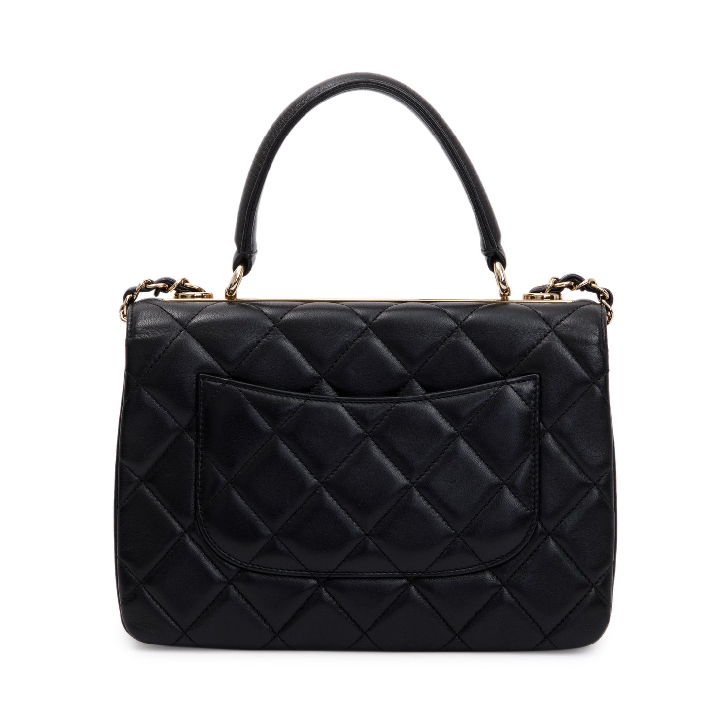 Chanel 2022 Black Lambskin Trendy CC Small Top Handle Flap Bag