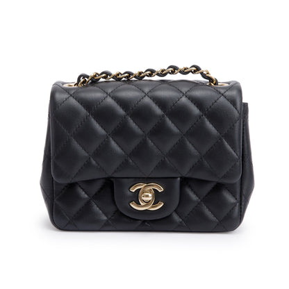 Chanel 2022 Black Quilted Calfskin Leather Classic Square Mini Flap Bag