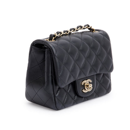 Chanel 2022 Black Quilted Calfskin Leather Classic Square Mini Flap Bag