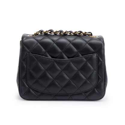 Chanel 2022 Black Quilted Calfskin Leather Classic Square Mini Flap Bag