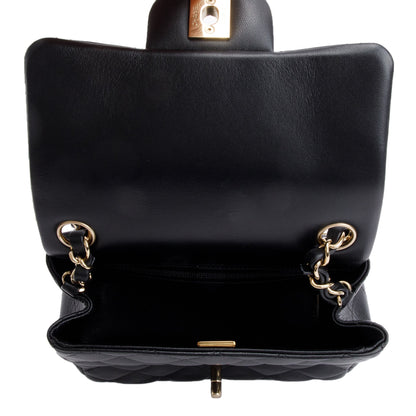 Chanel 2022 Black Quilted Calfskin Leather Classic Square Mini Flap Bag