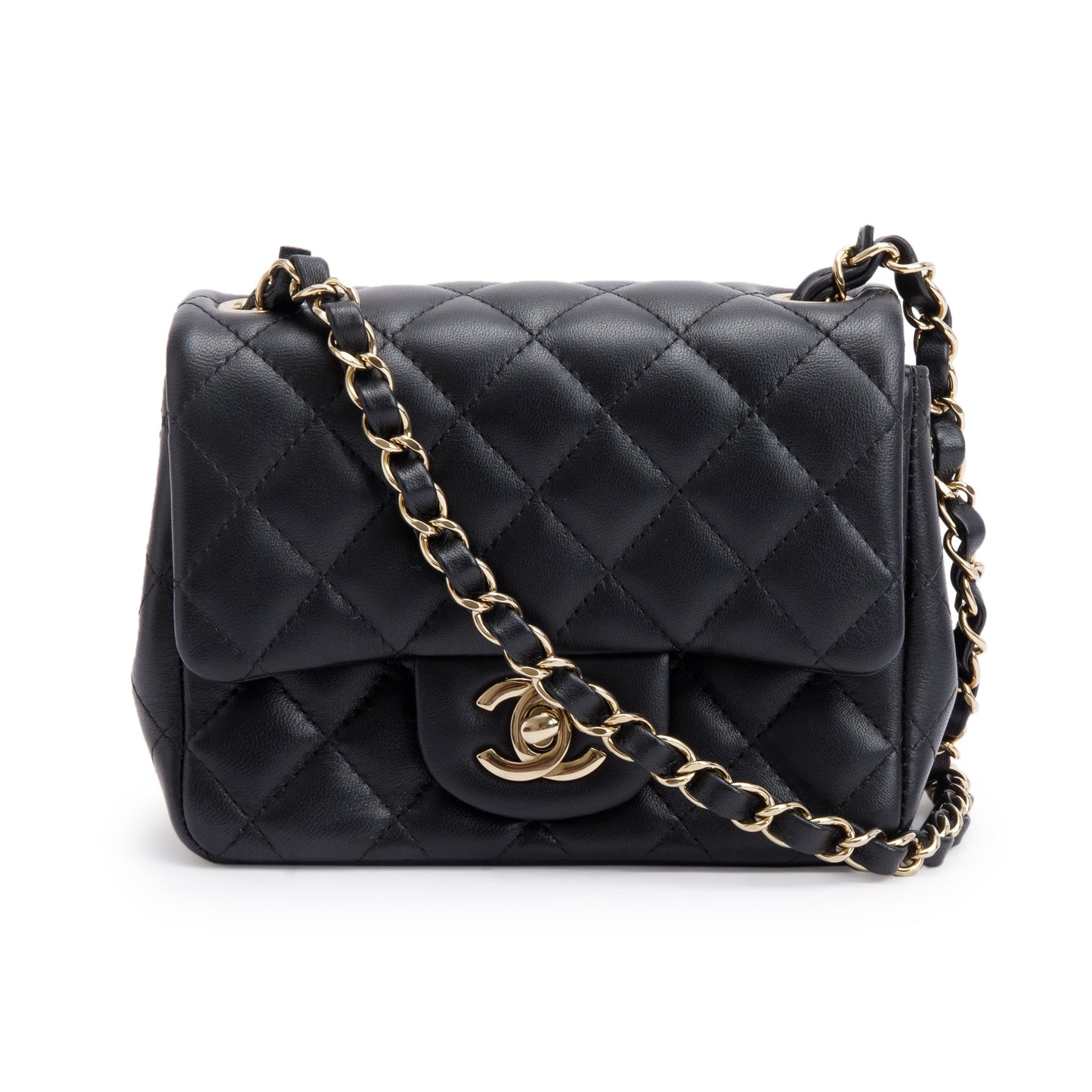 Chanel 2022 Black Quilted Calfskin Leather Classic Square Mini Flap Bag