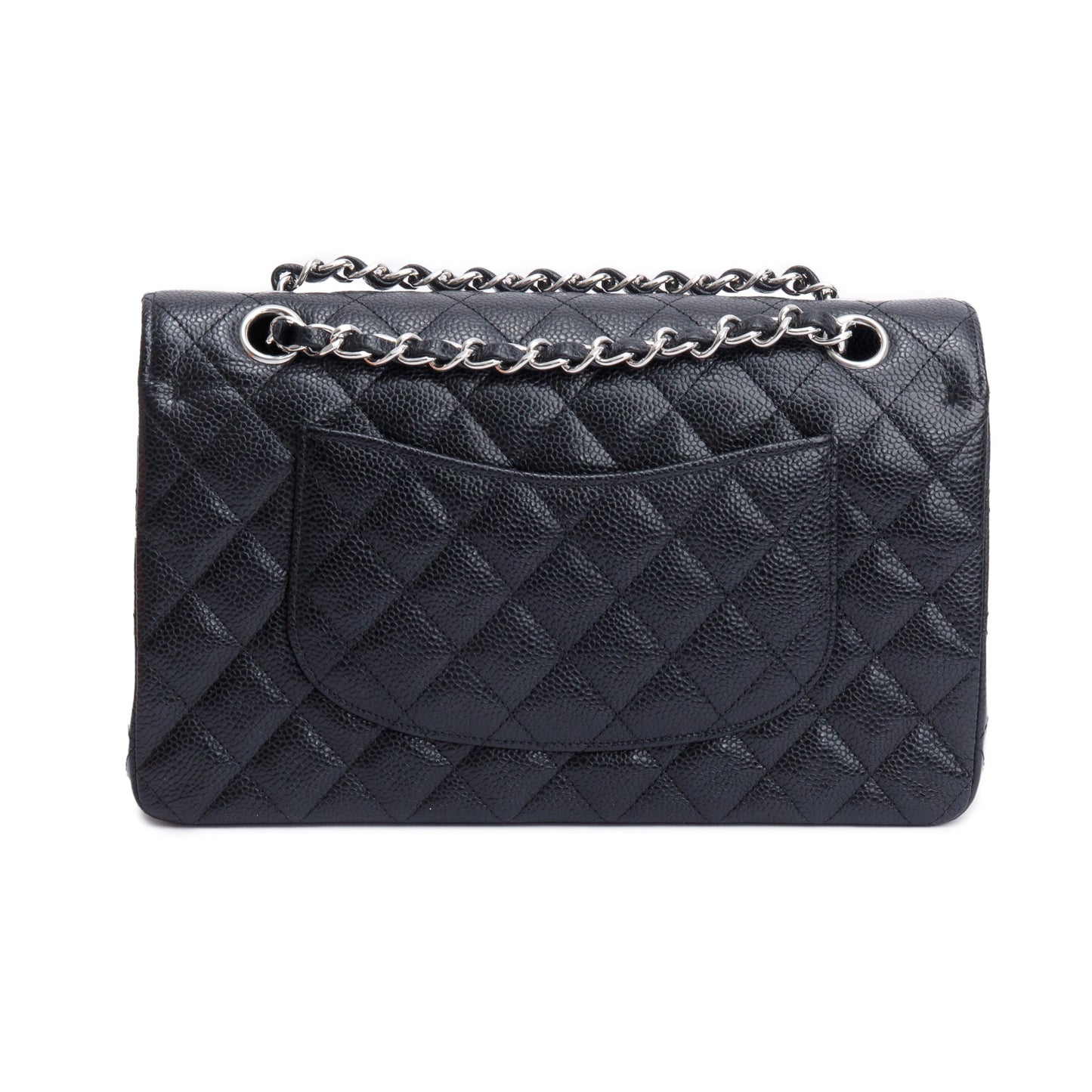 Chanel 2022 Black Quilted Caviar Leather Classic Medium Double Flap Bag