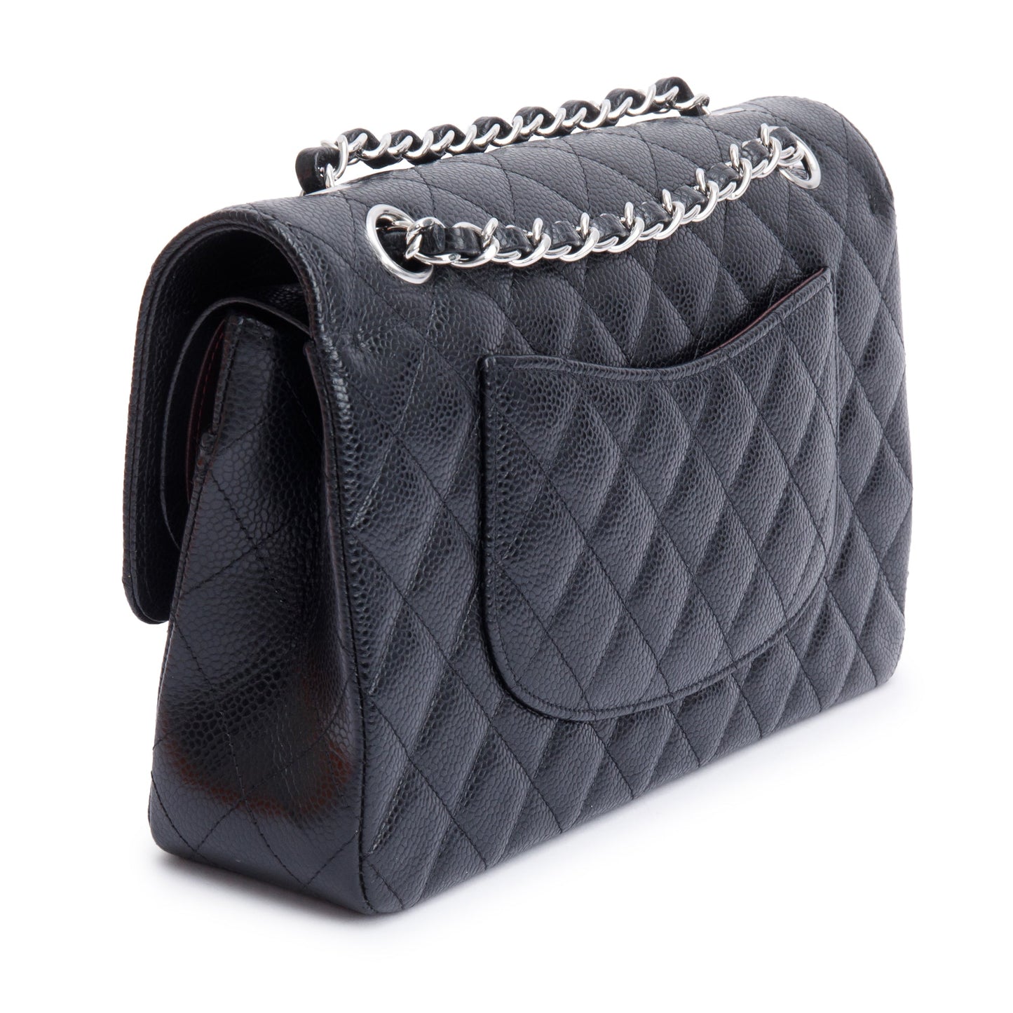 Chanel 2022 Black Quilted Caviar Leather Classic Medium Double Flap Bag