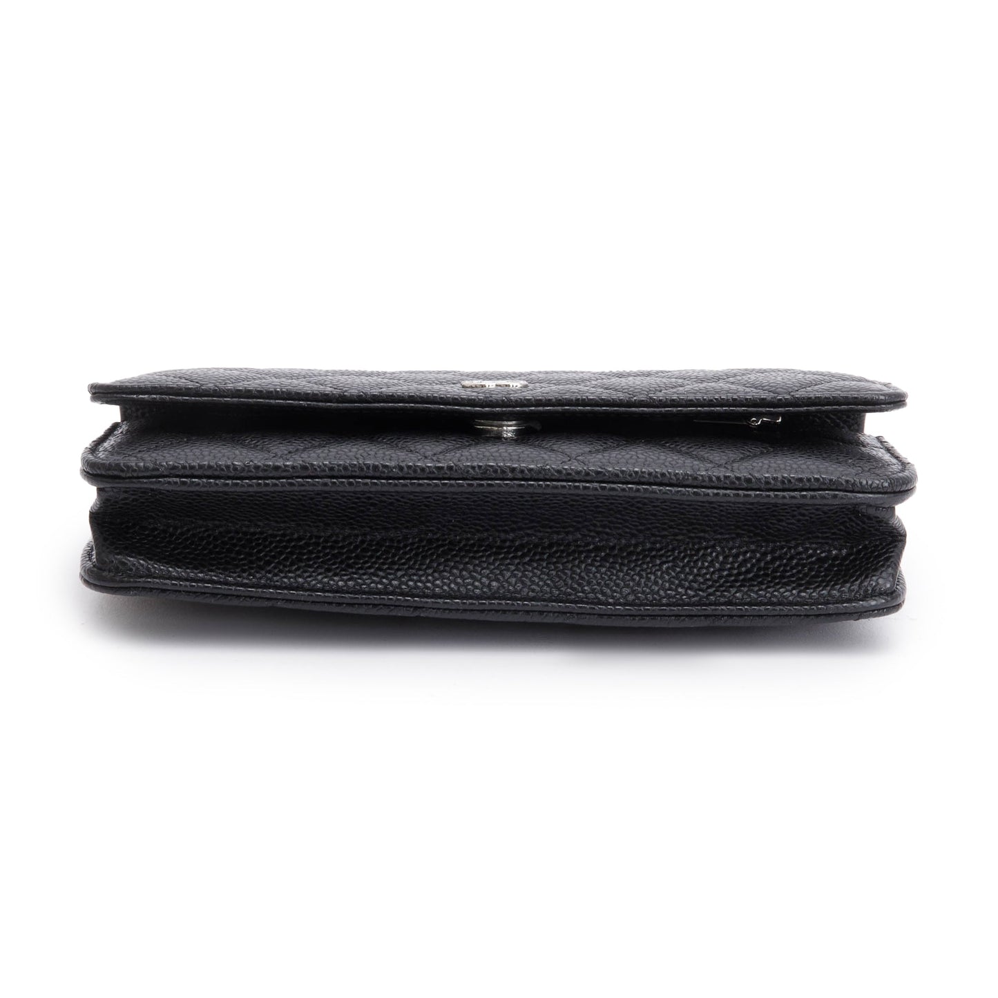 Chanel 2022 Black Quilted Caviar Leather Classic Wallet on Chain