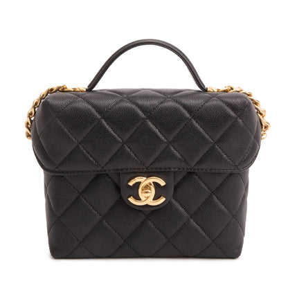 Chanel 2022 Black Quilted Caviar Leather Handy Box Vanity Case