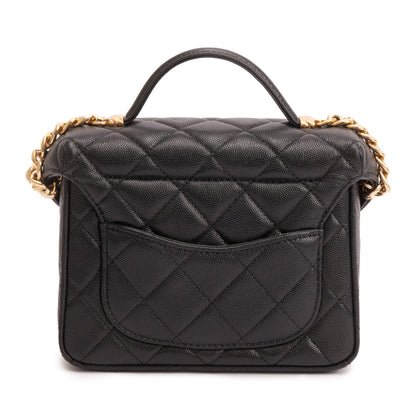 Chanel 2022 Black Quilted Caviar Leather Handy Box Vanity Case