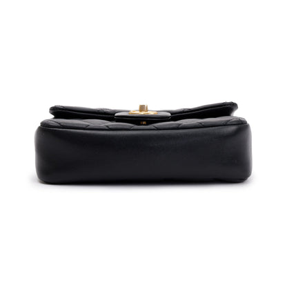 Chanel 2022 Black Quilted Lambskin Heart Charms Mini Flap Bag