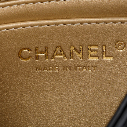 Chanel 2022 Black Quilted Lambskin Pearl Crush Square Mini Flap Bag