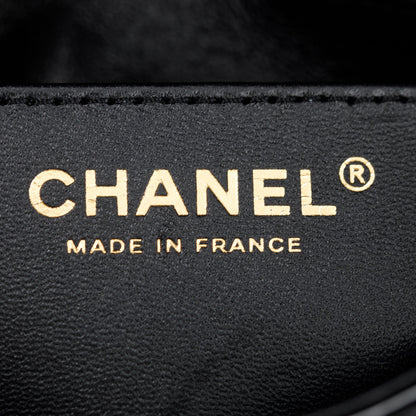 Chanel 2022 Black Quilted Patent Leather Coco De Toi Heart Square Mini Flap Bag