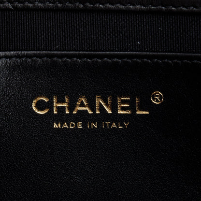 Chanel 2022 Black Quilted Patent Leather Mini Top Handle Flap Bag
