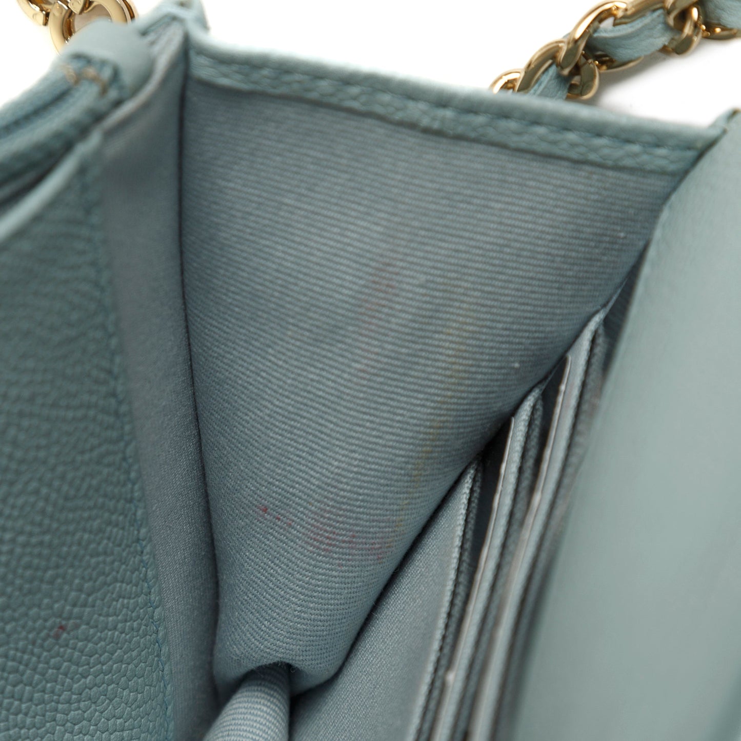 Chanel 2022 Blue Caviar Tiny CC Wallet on Chain