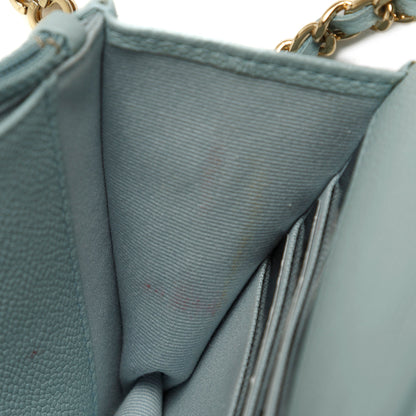 Chanel 2022 Blue Caviar Tiny CC Wallet on Chain