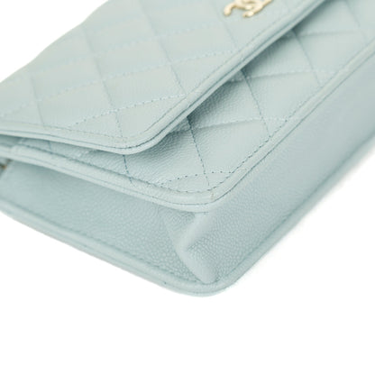 Chanel 2022 Blue Caviar Tiny CC Wallet on Chain