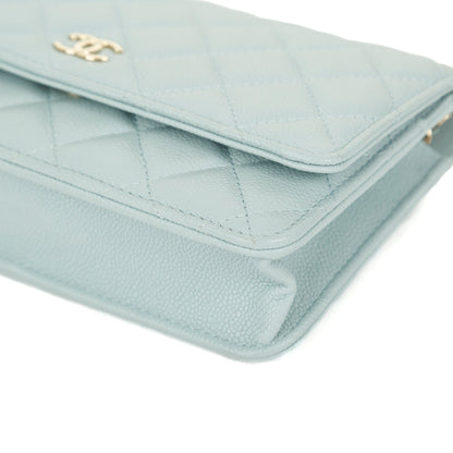 Chanel 2022 Blue Caviar Tiny CC Wallet on Chain